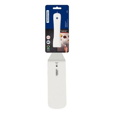 Espátula para Frituras Tramontina Profissional Aço Inox Cabo Polipropileno Branco 9x3