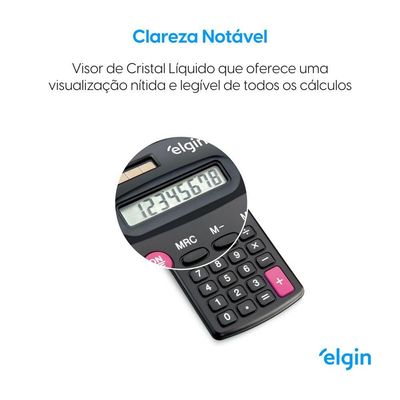 Calculadora de Bolso CB 1483 8 Dígitos 4 Operações Visor Cristal Líquido Solar