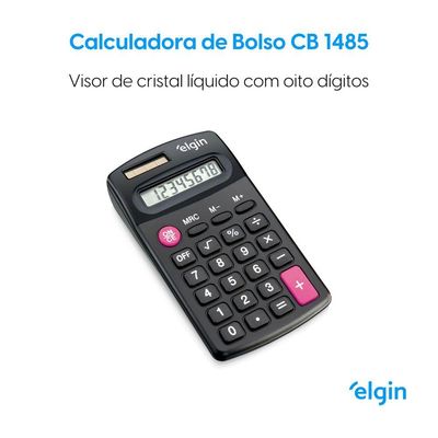 Calculadora de Bolso CB 1483 8 Dígitos 4 Operações Visor Cristal Líquido Solar