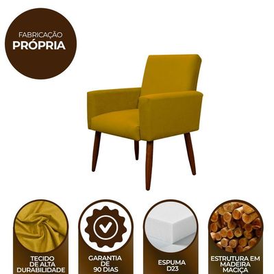 Kit 2 Poltronas E Puff Sala E Quarto Nina Suede Herrero Cor:amarelo