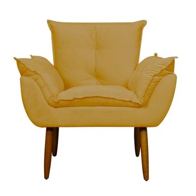Kit 2 Poltronas Decorativa Sala E Quarto Opala Suede Herrero Cor:amarelo