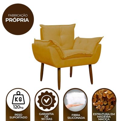 Kit 2 Poltronas Decorativa Sala E Quarto Opala Suede Herrero Cor:amarelo