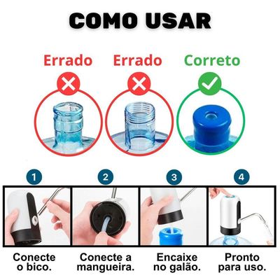 Bomba Recarregável Para Galão De água Garrafão Elétrica Torneira De Galão Bombinha Para Agua Mineral