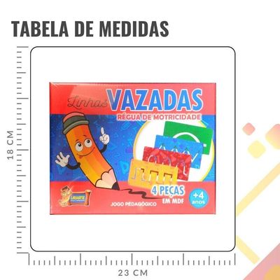 Jogo Pedagógico Linhas Vazadas Régua - 4 Peças