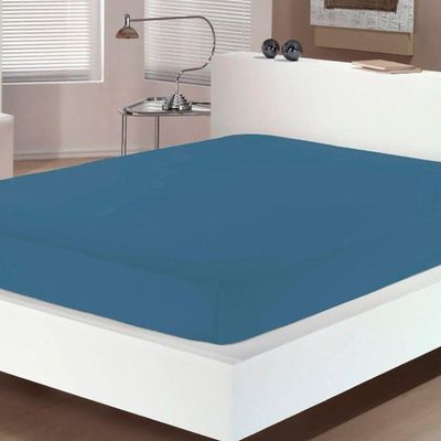Lençol Avulso Buettner Queen Malha 100% Algodão Image Com Elástico Azul