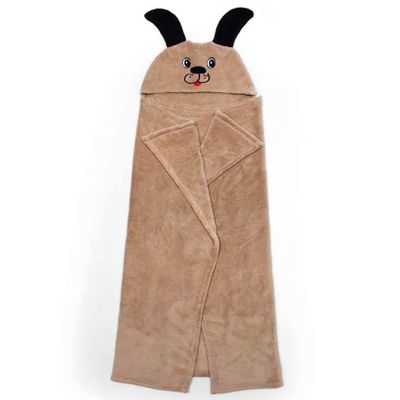Manta Com Capuz Buettner Microfibra Infantil Super Dog 90cmx90cm Bege Escuro
