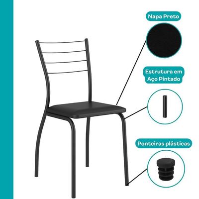 Conjunto Sala De Jantar 6 Cadeiras Austin Carraro Nogal Preto