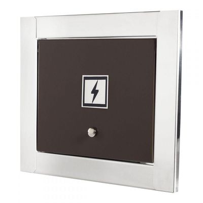 Visor De Luz Energia Marrom Com Moldura Em Inox Polida Brilhante Espelhada