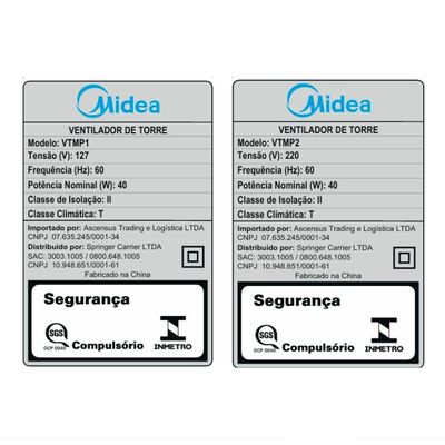 Ventilador De Torre Preto Midea VTMP2 220V