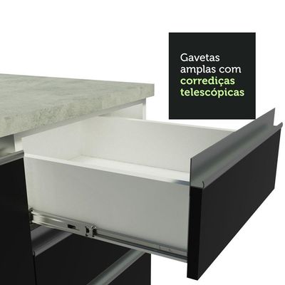 Cozinha Completa Armário Balcão Branco/Preto Madesa