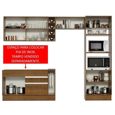 Cozinha Completa Cristal com Armário e Balcão Rustic Madesa