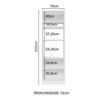 Torre Quente Glamy 3 Portas Branco e Preto Madesa