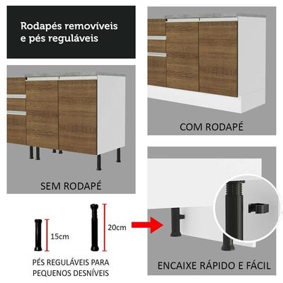 Torre Quente Glamy 70 cm 3 Portas Branco/Rustic Madesa