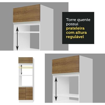 Torre Quente Glamy 70 cm 3 Portas Branco/Rustic Madesa