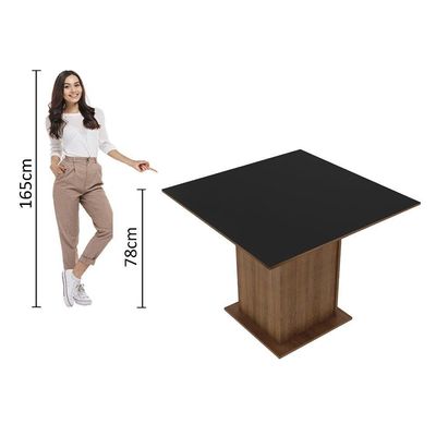 Mesa Madesa Quadrada Tampo De Madeira 5363 Rustic Preto
