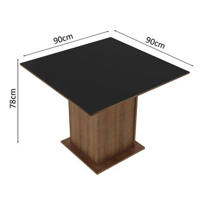 Mesa Madesa Quadrada Tampo De Madeira 5363 Rustic Preto