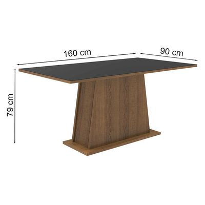 Mesa Retangular Tampo de Madeira Rustic/preto Madesa