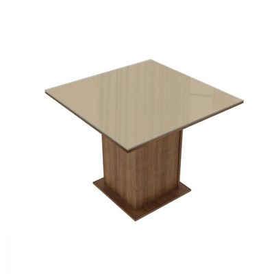Mesa Quadrada Tampo de Vidro Rustic/Crema Madesa