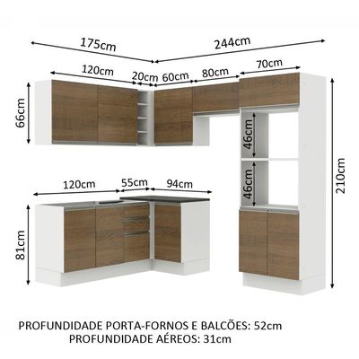 Cozinha de Canto Completa Acordes Glamy 100% MDF Madesa