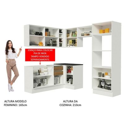 Cozinha de Canto Completa Acordes Glamy 100% MDF Madesa