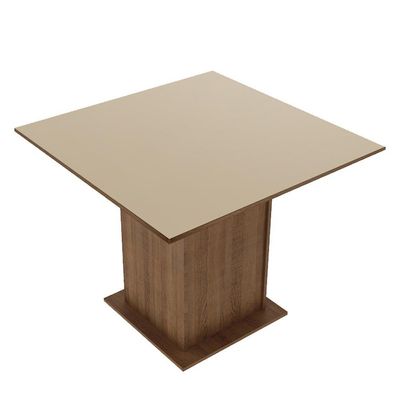 Mesa Quadrada Tampo de Madeira Rustic Crema Madesa