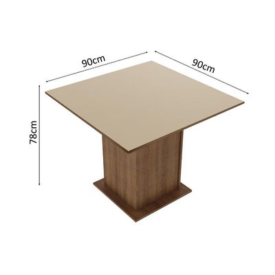 Mesa Quadrada Tampo de Madeira Rustic Crema Madesa