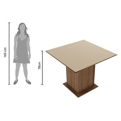 Mesa Quadrada Tampo de Madeira Rustic Crema Madesa
