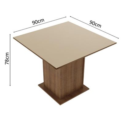 Mesa Quadrada Tampo de Madeira Rustic Crema Madesa