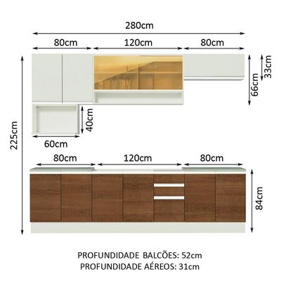 Cozinha Completa Genova Armário e Balcão Linear Madesa