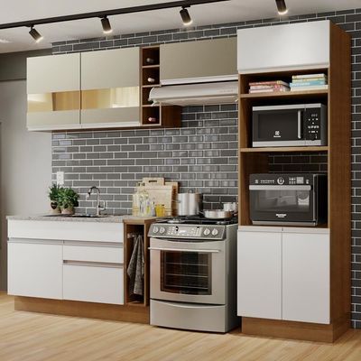 Cozinha Completa Cristal com Armário e Balcão Branco Madesa