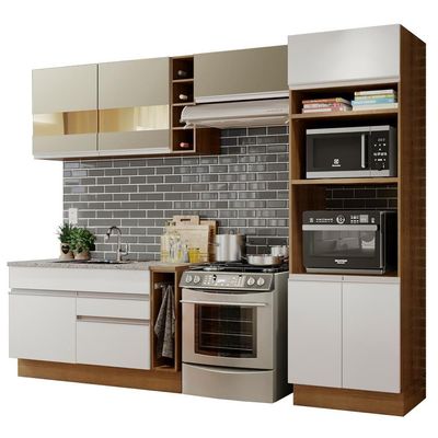 Cozinha Completa Cristal com Armário e Balcão Branco Madesa