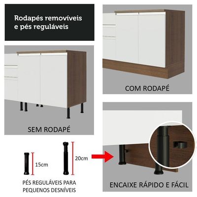 Cozinha Completa Cristal com Armário e Balcão Branco Madesa