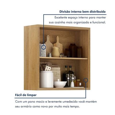 Armário Aéreo Para Cozinha 2 Portas 80cm Torino Valdemóveis Cinamomo/off White