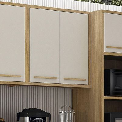 Armário Aéreo Para Cozinha 2 Portas 80cm Torino Valdemóveis Cinamomo/off White