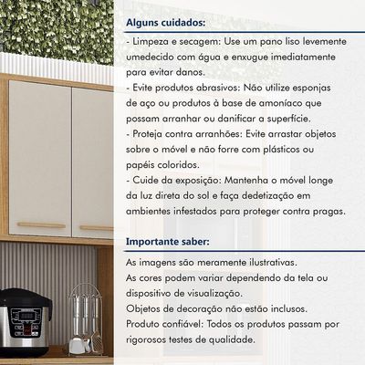 Armário Aéreo Para Cozinha 2 Portas 80cm Torino Valdemóveis Cinamomo/off White