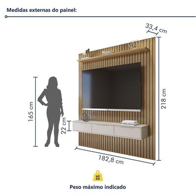 Painel Suspenso 182,8 Cm Com Nicho Vitória 100% Mdf Cinamomo/grafite