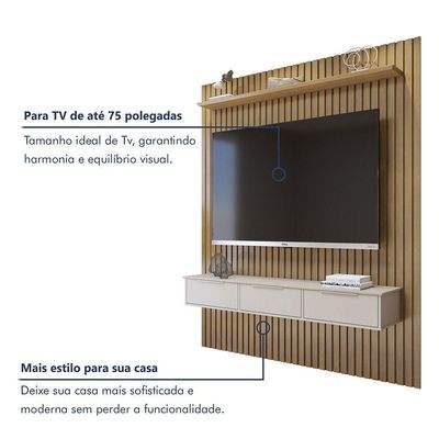 Painel Suspenso 182,8 Cm Com Nicho Vitória 100% Mdf Cinamomo/grafite