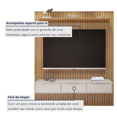 Painel Suspenso 182,8 Cm Com Nicho Vitória 100% Mdf Cinamomo/grafite