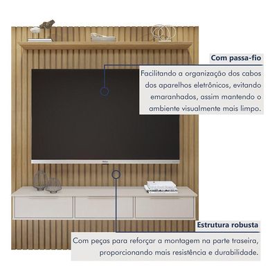 Painel Suspenso 182,8 Cm Com Nicho Vitória 100% Mdf Cinamomo/grafite