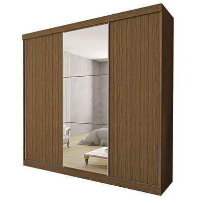 Guarda Roupa Casal Evidence 3 Portas E 3 Espelhos Minastex Freijó