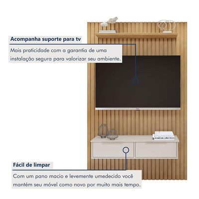 Painel Suspenso 138 Cm Com Nicho Vitória 100% Mdf Cinamomo/off White