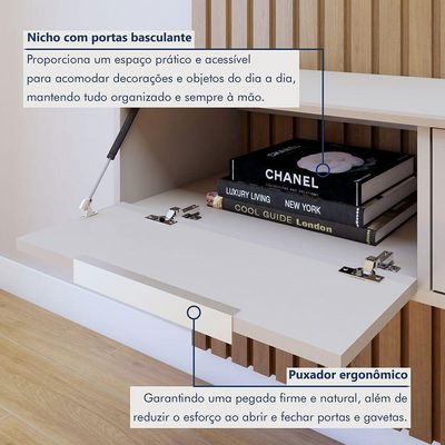 Painel Suspenso 138 Cm Com Nicho Vitória 100% Mdf Cinamomo/off White