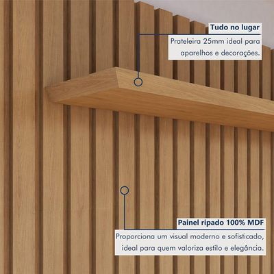 Painel Suspenso 138 Cm Com Nicho Vitória 100% Mdf Cinamomo/off White