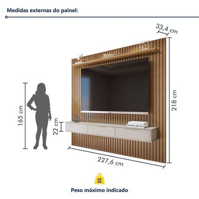 Painel Suspenso 227,6 Cm Com Nicho Vitória 100% Mdf Cinamomo/off White