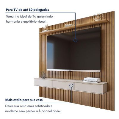 Painel Suspenso 227,6 Cm Com Nicho Vitória 100% Mdf Cinamomo/off White