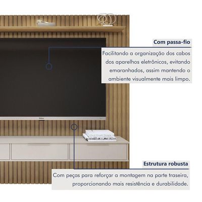Painel Suspenso 227,6 Cm Com Nicho Vitória 100% Mdf Cinamomo/off White