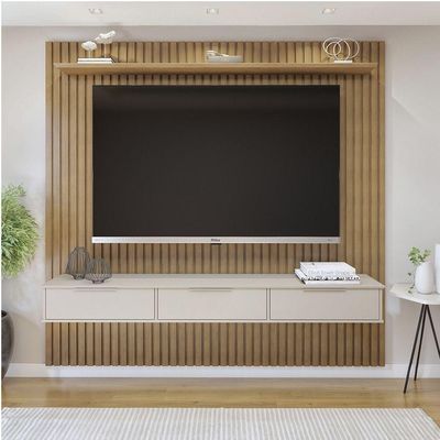 Painel Suspenso 227,6 Cm Com Nicho Vitória 100% Mdf Cinamomo/off White