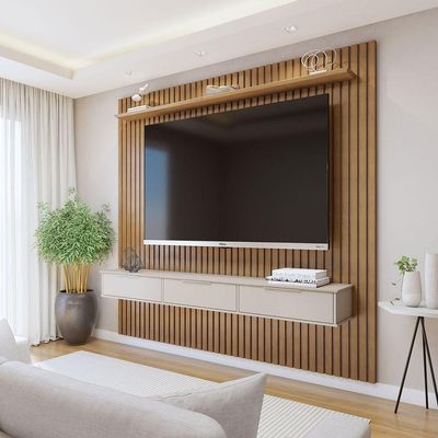 Painel Suspenso 227,6 Cm Com Nicho Vitória 100% Mdf Cinamomo/off White