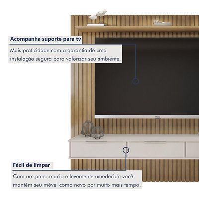 Painel Suspenso 227,6 Cm Com Nicho Vitória 100% Mdf Cinamomo/off White