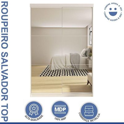 Guarda Roupa Solteiro Salvador Top 2pts 6 Espelhos Minastex Branco